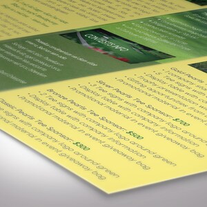 Charity Golf Tournament Trifold Brochure Template, Word-Vorlage, Verlag, Golfspiele, grün, gelb, 11x21,5 cm Bild 9