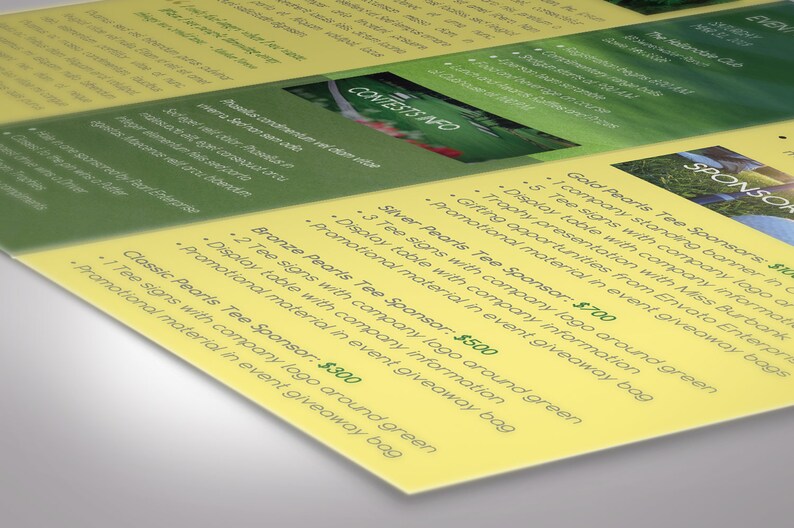 Charity Golf Tournament Trifold Brochure Template, Word Template, Publisher, Golf Competitions, Green Yellow, 11x8.5 in image 9