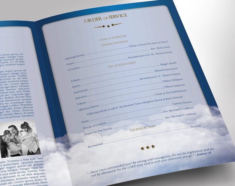 Blue Ribbon Funeral Program Large Template Word Template, Publisher Celebration of Life, Blue Sky 4 Pages 11x17 in image 7