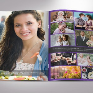 Remember Funeral Program Template, Purple Black Word Template, Publisher 8 Pages Celebration of Life 5.5x8.5 in image 3