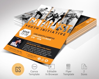 Youth Camp Flyer Template: Orange Summit Invitation (Canva Editable, Digital Download)