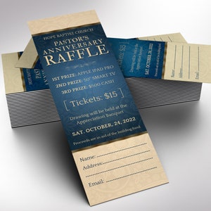 Church Raffle Ideas Pastor Appreciation Raffle Ticket Template for Canva: Red & Gold Church ...
