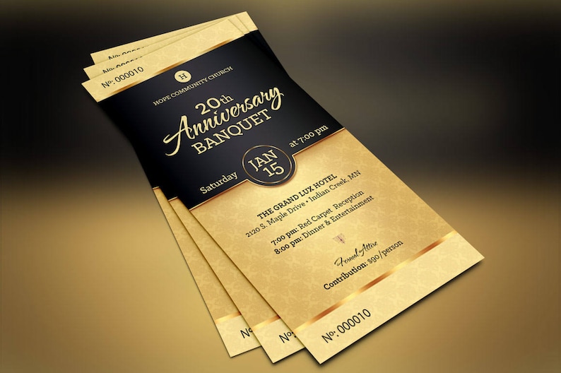 Black Gold Church Anniversary Banquet Ticket Template Word Template, Publisher Church Anniversary 36 in image 5