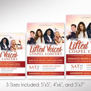 Gold and Red Gospel Concert Flyer Template, Canva Template, Church Invitation, Church Flyer, Worship Event, 3 Sizes image 2