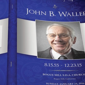 Blue Silver Funeral Program Template Word Template, Publisher V1 Celebration of Life 8 Pages 5.5x8.5 in image 7