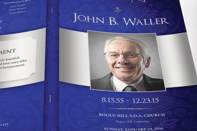 Blue Silver Funeral Program Template Word Template, Publisher V1 Celebration of Life 8 Pages 5.5x8.5 in image 7