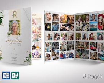 Tropica Tabloid Funeral Program Template | Word Template, Publisher | Celebration of Life | 8 pages | 11x17 inches