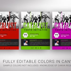 3 color change samples of the tabloid youth conference bifold brochure