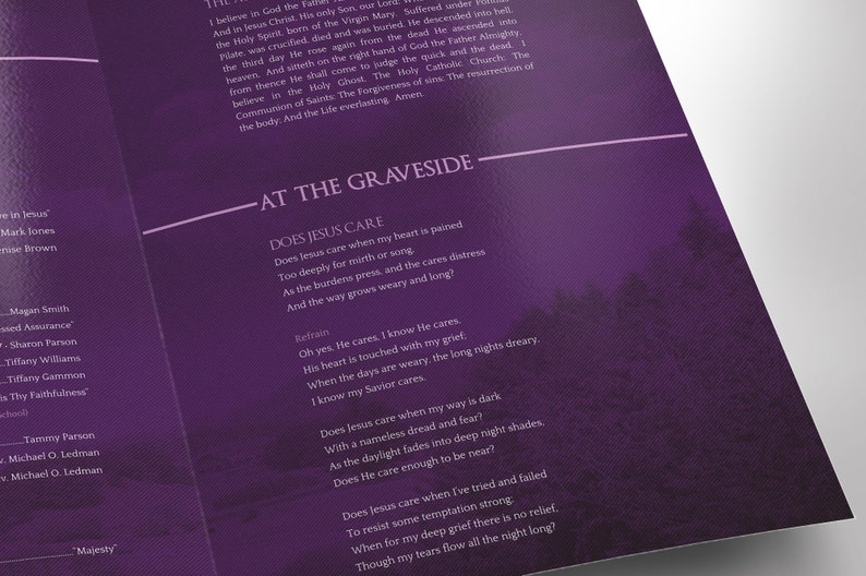 Violet Sky Tabloid Funeral Program Template Word Template, Publisher Celebration of Life 8 Pages 11x17 inches image 9