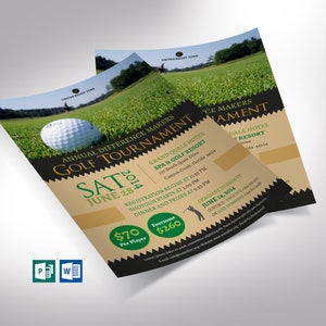 Charity Golf Tournament Flyer Template: Green & Gold (8.5x11 in, Digital Download)