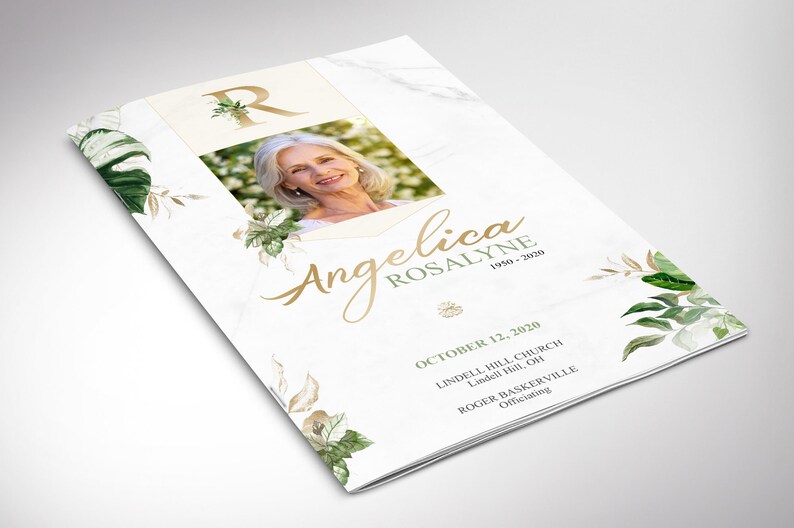 Tropica Funeral Program Template Word Template, Publisher Celebration of Life 8 Pages Bifold to 5.5x8.5 inches image 5