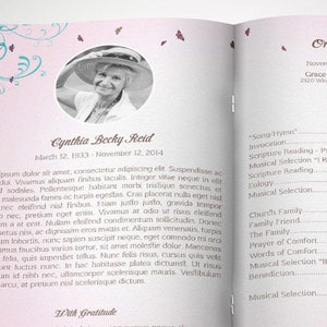 Teal Pink Funeral Program Template, Word Template, Publisher, Butterfly Celebration of Life, Obituary, 4 Pages, 5.5x8.5 in image 7