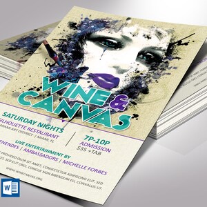 Wine and Canvas Flyer Template: Paint Party Invitation (Digital Download)