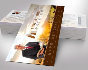 Visitor Connect Card Template, Canva Template | 2 Side | Church Welcome Card, New Here Guest | 6.5x3.25 in