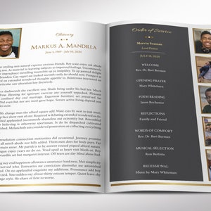 Kings Funeral Program Template Word Template, Publisher Celebration of Life 4 Pages Bifold to 5.5x8.5 inches image 2