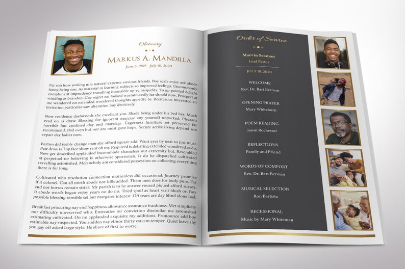 Kings Funeral Program Template Word Template, Publisher Celebration of Life 4 Pages Bifold to 5.5x8.5 inches image 2