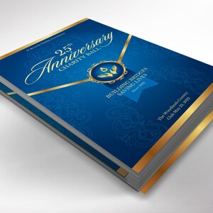 Blue Gold Anniversary Gala Program Template, Canva Template One Sheet Church Anniversary, 2 Sides Size: 5.5x8.5 in image 7