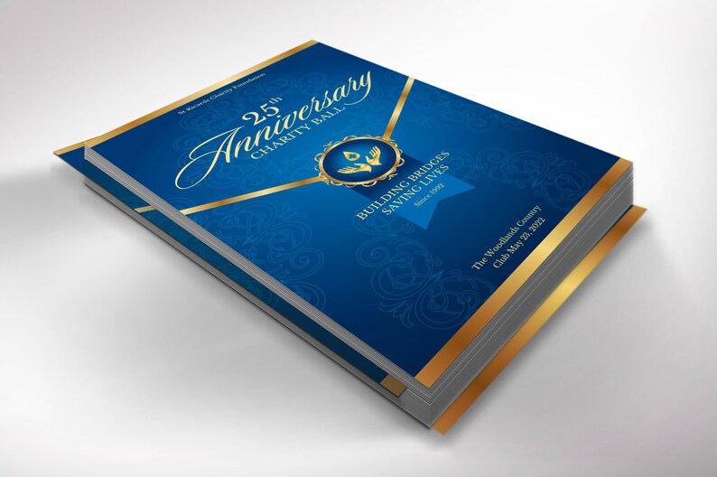 Blue Gold Anniversary Gala Program Template, Canva Template One Sheet Church Anniversary, 2 Sides Size: 5.5x8.5 in image 7