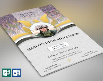 American Army Funeral Program Word Publisher Template | 4 Pages | Print Size 11”x8.5” | Bi-fold to 5.5”x8.5”