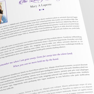 Purple Teal Tabloid Funeral Program Template Word Template, Publisher Celebration of Life 4 Pages 11x17 inches image 6