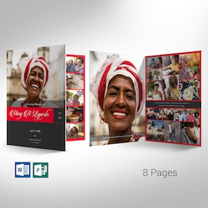 Red & Black Funeral Program Template: Celebration of Life, 8 Pages (11x17&quot;)
