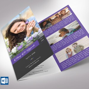 May include: A purple and gray funeral program with a photo of a woman smiling. The program includes the text "In Loving Memory of Chary A Laperte" and "April 5, 2018".