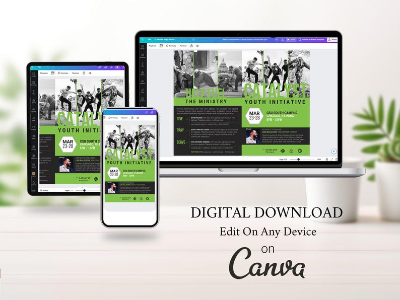 Youth Conference Program Template: Green & Black 8-Page Church Brochure (Canva, 5.5x8.5 in, Digital Download) image 7