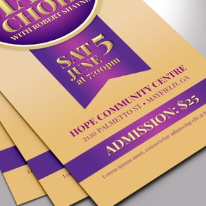 Mass Choir Concert Ticket Template for Word and Publisher Cut Size 3.25x8 inches image 9