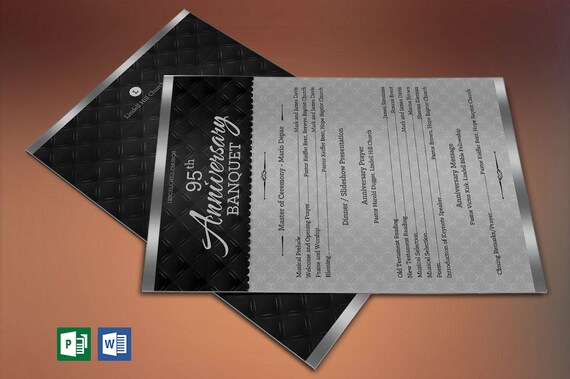 Silver Church Anniversary Program One Sheet Publisher Word Etsy Church Anniversary Program Template 2