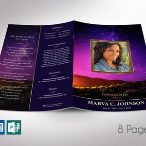 Vineyard Funeral Program Template Word Template, Publisher Celebration of Life 8 Pages Bifold to 5.5x8.5 inches image 1