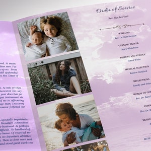 Purple Forever Funeral Program Large Template Word Template, Publisher V1 Celebration of Life 4 Pages 11x17 in image 7