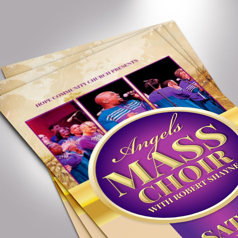 Mass Choir Concert Ticket Template for Word and Publisher Cut Size 3.25x8 inches image 8