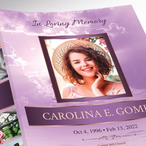 Purple Forever Tabloid Funeral Program Template, Canva Template, Celebration of Life, Obituary Program, 8 Pgs, 11x17 in image 6