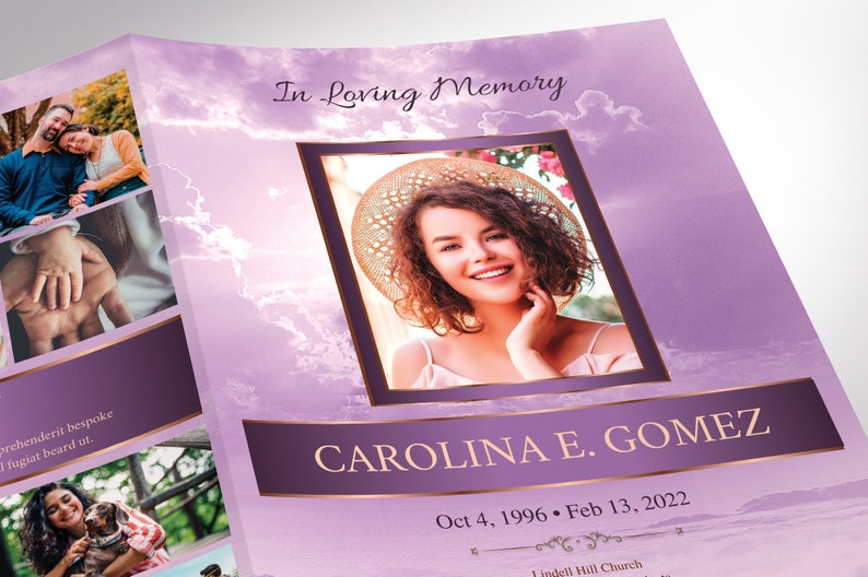 Purple Forever Tabloid Funeral Program Template, Canva Template, Celebration of Life, Obituary Program, 8 Pgs, 11x17 in image 6