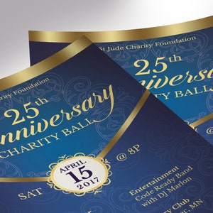 Blue Gold Anniversary Gala Flyer Template Word Template, Publisher Pastor Anniversary, Church Event 5.5x8.5 in image 5