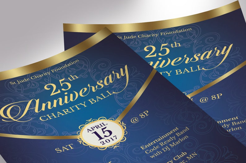 Blue Gold Anniversary Gala Flyer Template Word Template, Publisher Pastor Anniversary, Church Event 5.5x8.5 in image 5