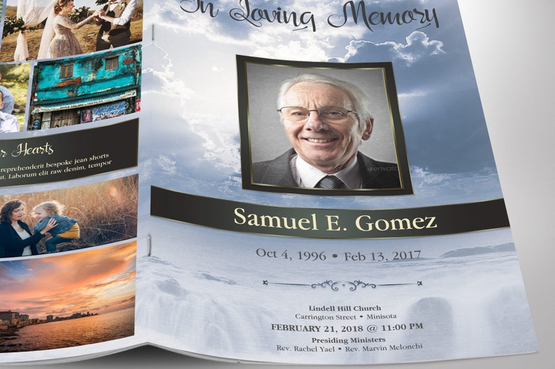 Blue Sky Funeral Program Template Word Template, Publisher, Celebration of Life, Memorial Service, 4 Pages, 5.5x8.5 in image 5