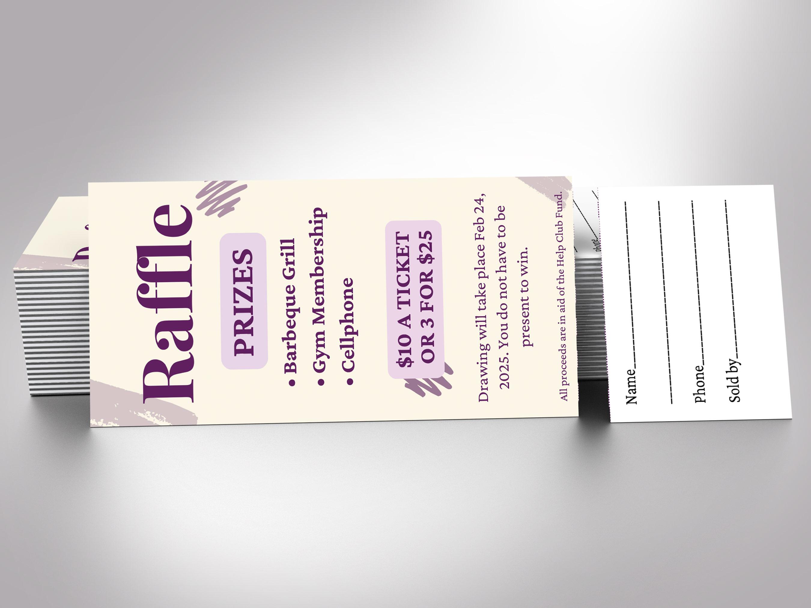 Yellow Raffle Purple & Yellow Raffle Ticket Template: Charity Fundraiser (canva, 2x5 ...