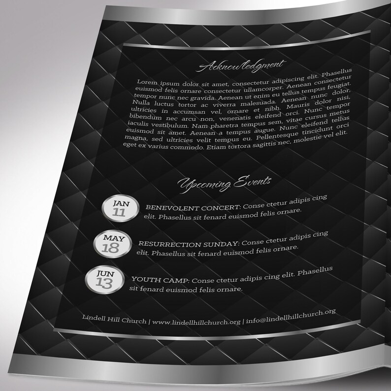 Silver Black Church Anniversary Program Template Pastor Appreciation, Banquet Program 4 Pages 5.5x8.5 inches image 6