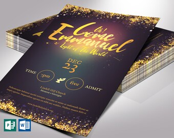 Emmanuel Christmas Flyer Template for Word and Publisher | Size 5x8 inches