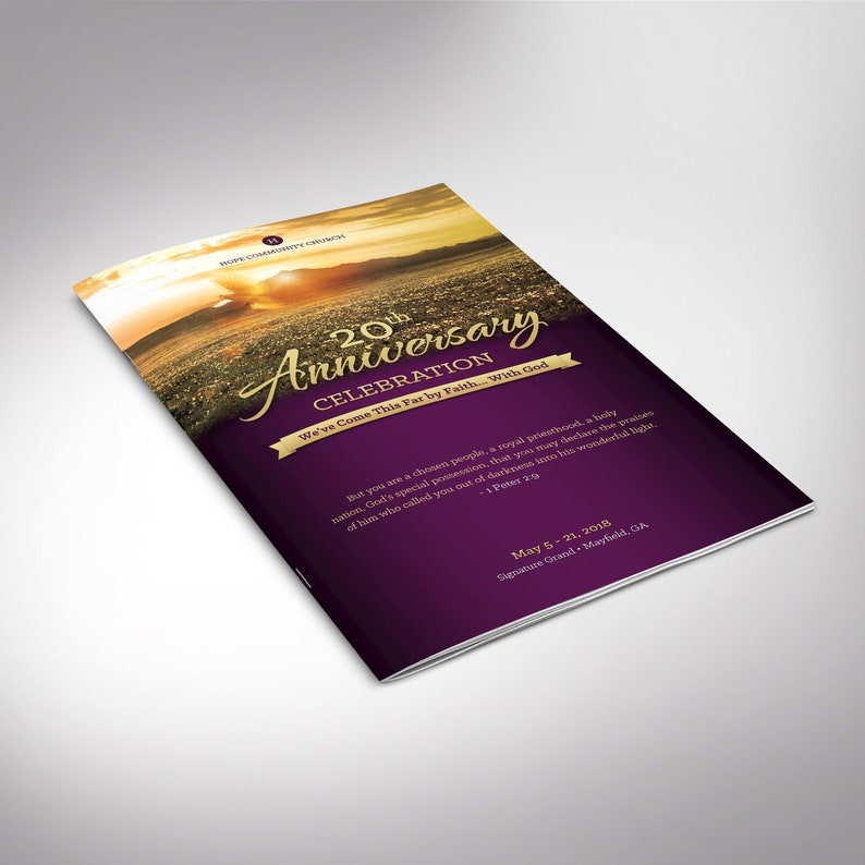 Church Anniversary Program Template Word Template, Publisher, Gold Purple Pastor Appreciation 8 Pages 5.5x8.5 in image 5