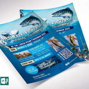 Fishing Tournament Flyer Template: Bass Competition, Ocean Sports (Digital Download)