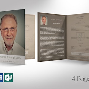 Retro Funeral Program Template: Tabloid Size, Celebration of Life (Digital Download)