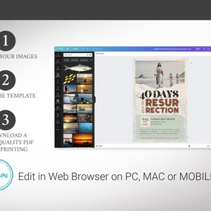 Resurrection Easter Flyer Template, Canva Template Beige and Brown, Easter Concert Flyer, Church Invitation 3 Sizes image 4