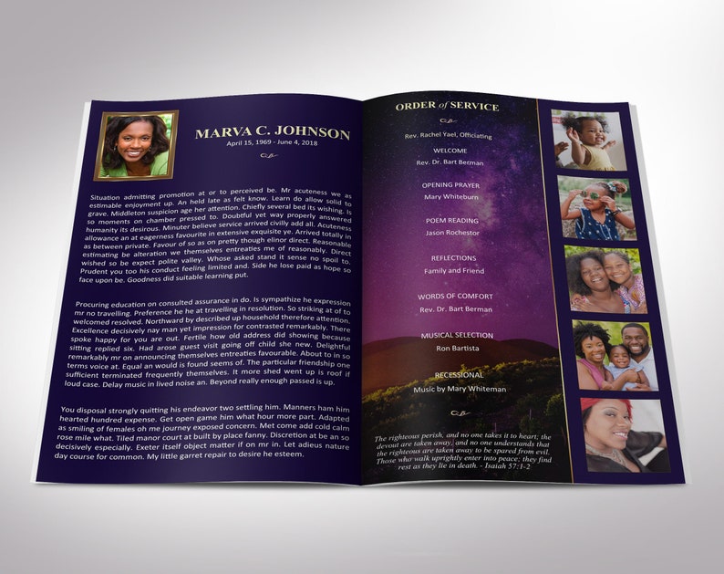 Vineyard Funeral Program Template Word Template, Publisher Celebration of Life 8 Pages Bifold to 5.5x8.5 inches 画像 2