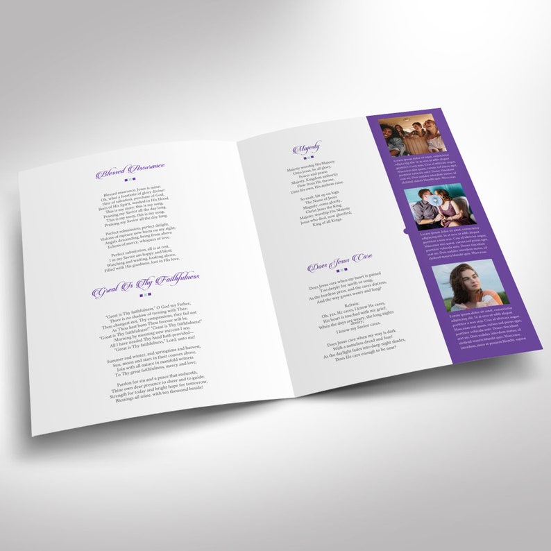 Purple Teal Tabloid Funeral Program Template Word Template, Publisher Celebration of Life 8 Pages 11x17 inches image 5