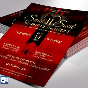 Set di modelli di volantini per banchetti, Word e Publisher, invito alla chiesa, evento di San Valentino, design modificabile 4 x 6 pollici, volantino digitale stampabile