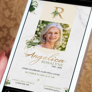 Tropica Funeral Digital Invitation Template Word Template, Publisher Celebration of Life, Memorial Service 2 Sizes image 6