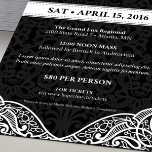 Black White Banquet Flyer Template for Word and Publisher Fundraiser Event, Church Anniversary Size 4x9 inches image 8