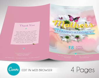 Mothers Legacy Program Canva Template | 4 Pages | Editable Colors | 5 Backgrounds Included | Print Size 11"x8.5", Bi-fold Size: 5.5"x8.5"
